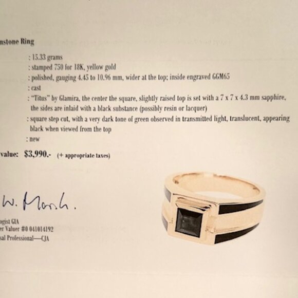 Solid 18K Gold Ring with Black Sapphire - NEW - $1000 OFF ORIGINAL RETAIL PRICE - Picture 5 of 5